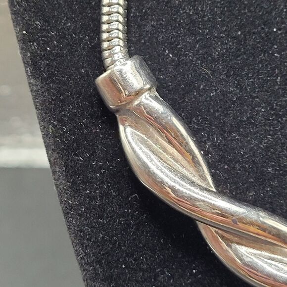 Silver Twist Pendant on Snake Chain Necklace Badass Biker - Picture 4 of 6